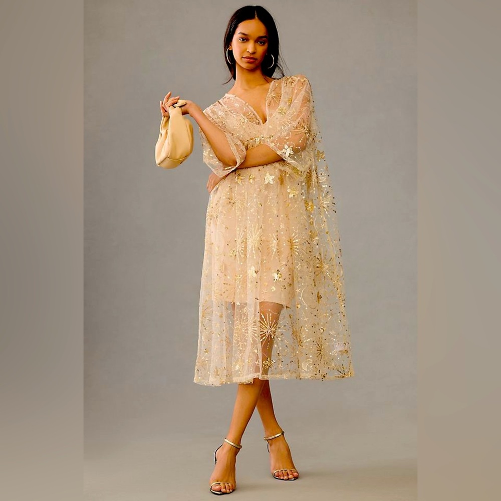IN SEARCH OF ANTHROPOLOGIE CELESTIAL SEQUIN CAFTAN O/S
